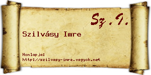 Szilvásy Imre névjegykártya