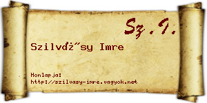 Szilvásy Imre névjegykártya